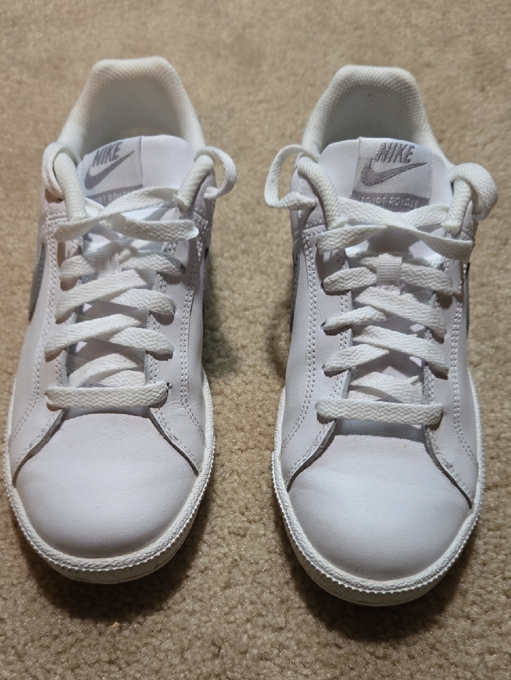 Nike All-White Low-Top Leather Sneakers